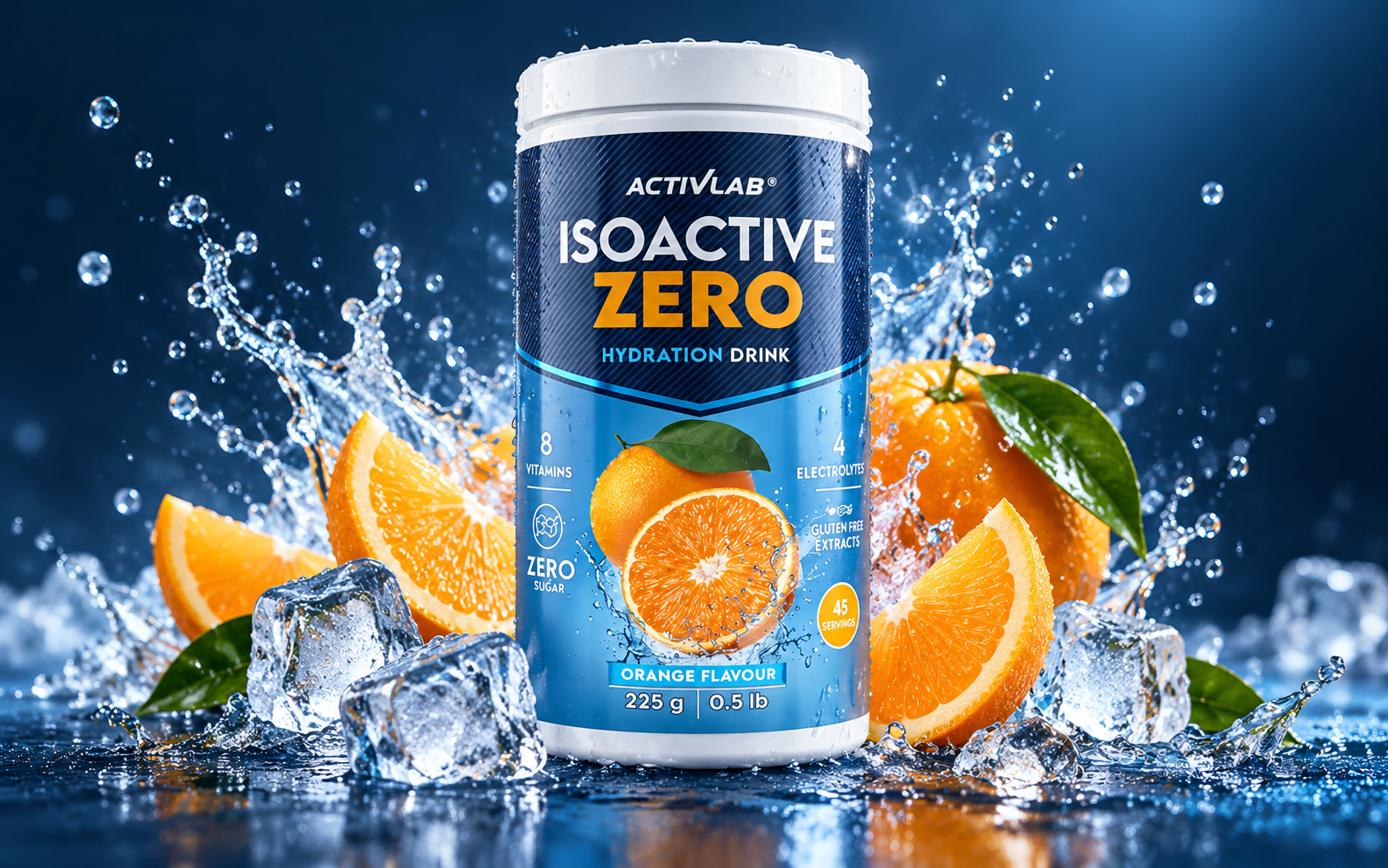 Activlab Isoactive Zero апельсин з льодом, водою та фруктами
